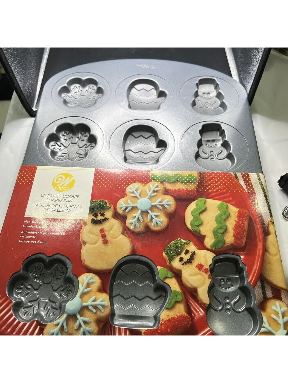 Set Of Two Christmas Cookie Sheet Nonstick  12 Shapes Wilton